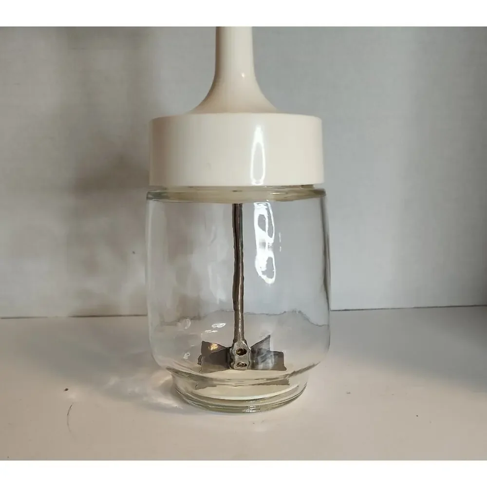Vtg GEMCO Nut Chopper White Topper Glass Jar Stainless Blade Made in USA